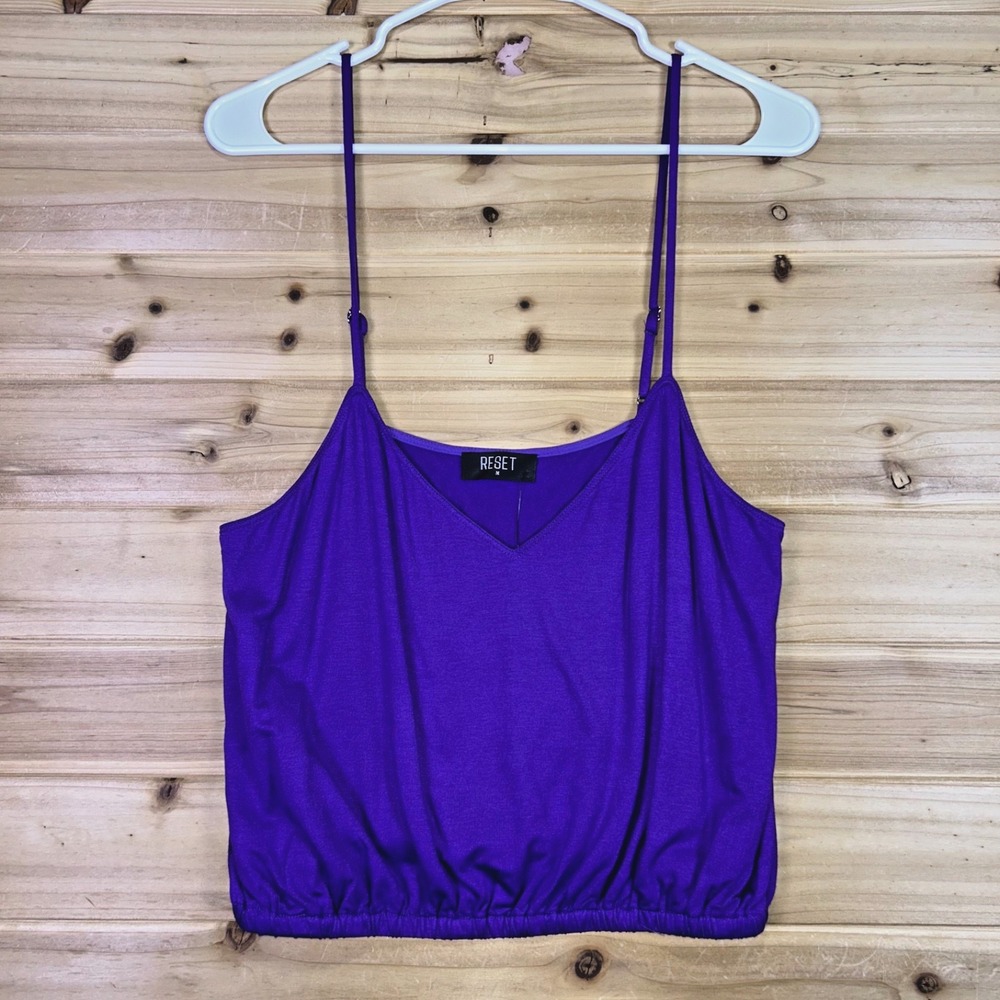 NEW Reset by Jane Crop Top Womens Medium Purple Maya Knit Sleeveless Tank Top